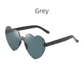 Rimless heart shaped sunglasses in grey tint with one-piece lens design - Black