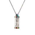 Detail of rainbow stainless steel perfume bottle pendant with white natural stone chips - White Turquoise Crushed Stones