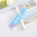 Sky blue acrylic hair clip with white star and cartoon hand gesture for girls - Go Go Go