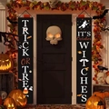 Halloween Trick or Treat banners met spoken en vleermuizen voor de voordeur - Stijl B
