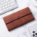 Slim dark brown leather wallet for men with elegant matte finish and multiple card slots - Frosted Coffee