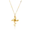 Size chart showing 38x24mm gold cross flower pendant with 40+5cm adjustable chain length - Rose Floral Style