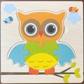Wooden owl puzzle for toddlers with four colorful pieces for early learning development - 1 Owl Jm