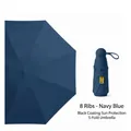 Navy blue UPF50+ mini umbrella with 8 ribs and protective black vinyl coating - Navy Blue (Plain Large)