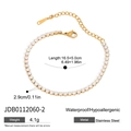 Detalle de pulsera tennis de acero en oro 18K con circonitas y medidas exactas - Pulsera de Tenis de Zirconia Redonda (JDB0112060-2)