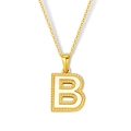 Gouden ketting met letter B hanger, witte inleg en verfijnde kraalrand details - Letter B(S-P003-B)