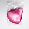 Pink triangular velvet makeup powder puff with ribbon in transparent plastic packaging - Rose Red / Single Bagged