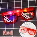 Red pixel sunglasses with LED lighting effects and Thug Life mosaic style frame - Red