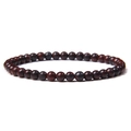 Minimalist 4mm natural stone beaded stretch bracelet with red and black marbled texture - Bloodstone