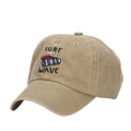Khaki washed cotton baseball cap featuring Surf Wave embroidery and curved brim - Khaki