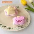 Plush pink pig and yellow star spa headband wristbands set size 8.5x5.5cm - Light Pink - Wristband Pair