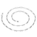 Chaîne à lunettes argentée en acier inoxydable avec boucles en silicone - 650*4mm / Maillon Rectangulaire Argenté (KSC096-Z)