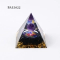 Orgone pyramid with amethyst ball, tree of life, obsidian and gold foil accents - Ball022