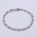 Classic silver stainless steel Figaro chain bracelet with a secure lobster clasp closure - 1:1 Figaro Chain / 3mm Width / 55cm Length