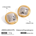 Two-tone gold and silver stainless steel hoop earrings, waterproof and hypoallergenic - Two-tone Square Stud Earrings / Gold and Silver Two-tone