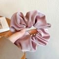 French style solid pink satin silk scrunchie with a soft glossy texture for hair styling - Korean Pink