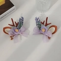Christmas deer antler hair clips with purple fabric flowers and tulle bows for women - Antler Purple Bow Hair Clip