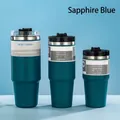 Three royal blue stainless steel tumblers in 40oz, 30oz, and 20oz sizes without handles - 30oz/900ML / Standard Lid Sapphire Blue