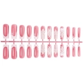 Pink press-on nails set with 3D white flowers, pearls, and bows in French manicure style - 24Pcs/Strip Pack / Pink and White(A2-14067)