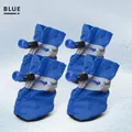 Blue reflective pet dog boots with non-slip soles and adjustable drawstring set of 4 - US 6 / 4 Pcs Pack / Blue