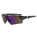 Schwarze Radsport-Sonnenbrille mit lila Verlaufsgläsern und aerodynamischen Schlitzen - Schwarzer Rahmen Blaue Beschichtung
