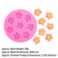 Moule en silicone rose avec 8 cavités florales pour bougies et savons artisanaux - 7# Fleur de cerisier (B1112) / Rose