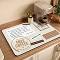 Saugfähige Kaffeemaschinenmatte im Vintage-Seattle-Stil in Beige und Dunkelbraun Finish - Stil D-Free Coffee Vintage Text / 30x40cm (Absorbent Leather)