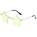 Frameless star shaped sunglasses with light green lenses and a slim golden metal frame - Gold Frame Green