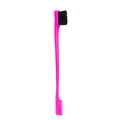 Dual-sided eyebrow brush and hair comb tool with rose red handle and black bristles - Double-Headed Brow Brush Rose Purple