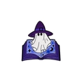 Ghost with wizard hat emerging from magic book enamel pin halloween brooch badge - Book Ghost (CZ1324-3)