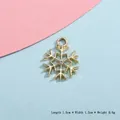 Golden snowflake charm with small diamond, size 1.5cm by 1.2cm, for DIY jewelry making - Small Gold Snowflake