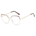 Classic cat-eye blue light blocking glasses with gold metal frames and brown accents - Tea Purple Frame