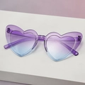 Fashionable heart-shaped rimless sunglasses with purple blue gradient lenses and resin frame - Purple to Blue Gradient