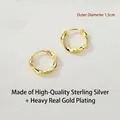Minimalistische S999 Sterling Silber Möbius Ohrringe in Gold-Finish mit 1,5cm Durchmesser - 15mm Paar / Gold