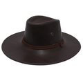 Dark brown leather western cowboy hat with wide brim and decorative braided cord - M(56-58cm) / Dark Coffee