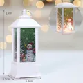 White Christmas LED lantern featuring snowman design, 13cm tall festive decor piece - Square White Snowman