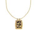 Collana vintage placcata oro 18K con ciondolo rettangolare nero a stella e luna - Design Saturno Luna Stella Nera (Oro-3)