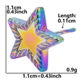 Detailed view of iridescent star earring showing 1.1cm dimensions and 0.9g weight specs - D110-Textured Star / Rainbow