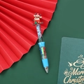 Blauwe kerstbalpen met een cartoon rendier en blauwe stervormige glitters in de vloeistof - Nieuwe Stijl - Rendier