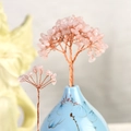 Handcrafted rose quartz and copper wire crystal tree ornaments on an agate base - Rose Quartz Small Branch