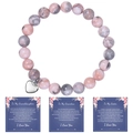 Pink zebra stone bead bracelet with silver heart charm and sentimental gift cards - Pink Zebra Stone Bracelet