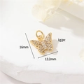 14K gold butterfly pendant with sparkling cubic zirconia stones and 16mm dimensions - 14K Gold-h-12578
