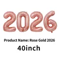 Set of 40-inch rose gold 2026 foil number balloons with metallic finish for New Year - 40 Inch / Rose Gold