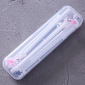 Transparent plastic pencil case with 6 cute cartoon animal gel pens in white and pink - White Series (Stationery Box) / 6Pcs/Set