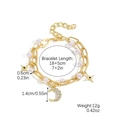 Golden double-layer baroque pearl bracelet with moon charm and black star details - Double-layer Moon Star