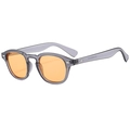 Retro round sunglasses with transparent grey frames and orange lenses in a frontal view - Transparent Grey Orange