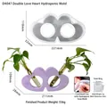 Double heart hydroponic vase silicone mold for DIY resin casting and flower arrangements - D4047-Double Heart Test Tube Vase Mold Set