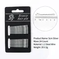 Set of 24 wave-shaped silver bobby pins on display card measuring 5cm in length each - 5cm Wavy-Card Pack (24pcs) / Silver