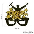 Congrats Grad black party glasses with gold glitter accents and size measurements - Style L (Congrats Gold Black)