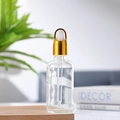 5ml; Gold Flower Basket Cap + White Rubber Dropper + Transparent Bottle; Glass